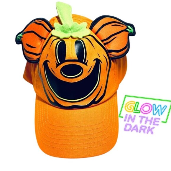 🎃 NWT Disney Mickey’s Pumpkin Patch Hat – Glow-in-the-Dark! 🕸️ - Picture 1 of 14